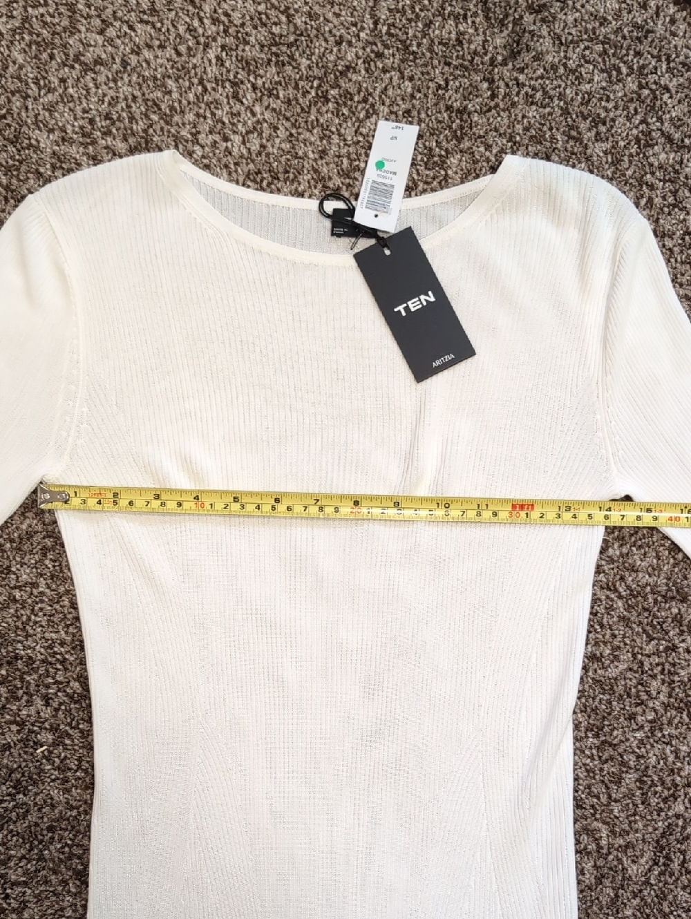 NEW Aritzia Ten Madera Cream Long Sleeve Ribbed Maxi Dress Size Small - Picture 7 of 15